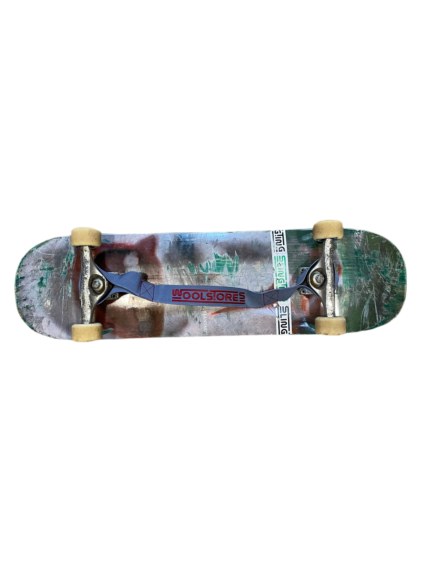 “WOOLSTORES” SKATEBOARD SLING NAVY w MAROON EMB