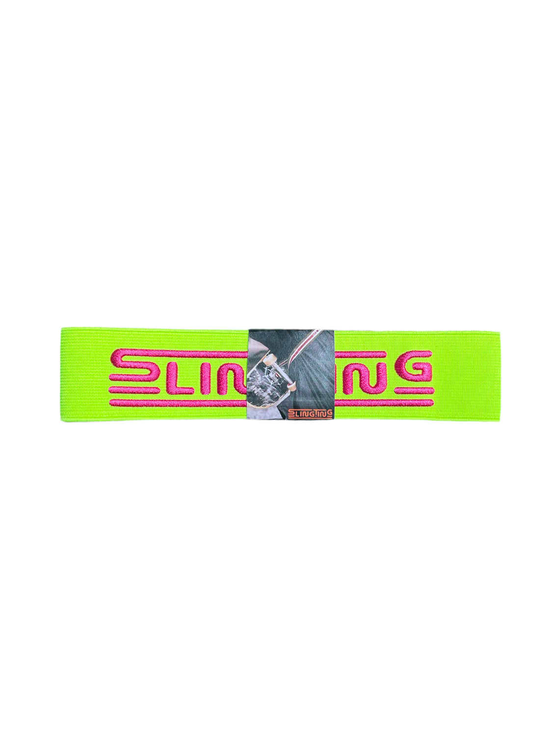 SLINGTING SKATEBOARD SLING - HIGH VIS YELLOW w PINK EMB