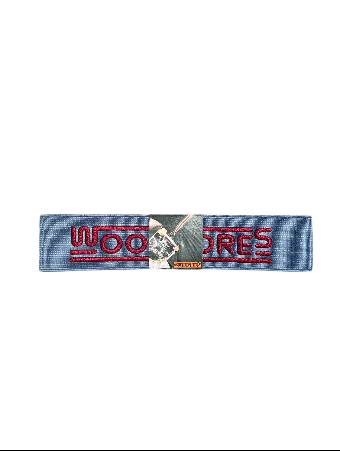 “WOOLSTORES” SKATEBOARD SLING NAVY w MAROON EMB