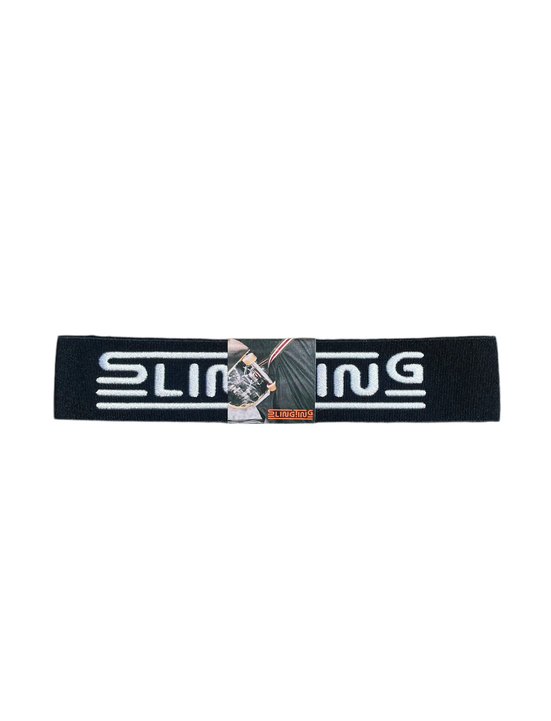 SLINGTING SKATEBOARD SLING - BLACK w WHITE EMB