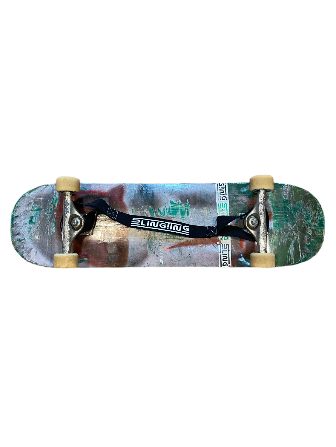 SLINGTING SKATEBOARD SLING - BLACK w WHITE EMB