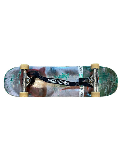 SLINGTING SKATEBOARD SLING - BLACK w WHITE EMB